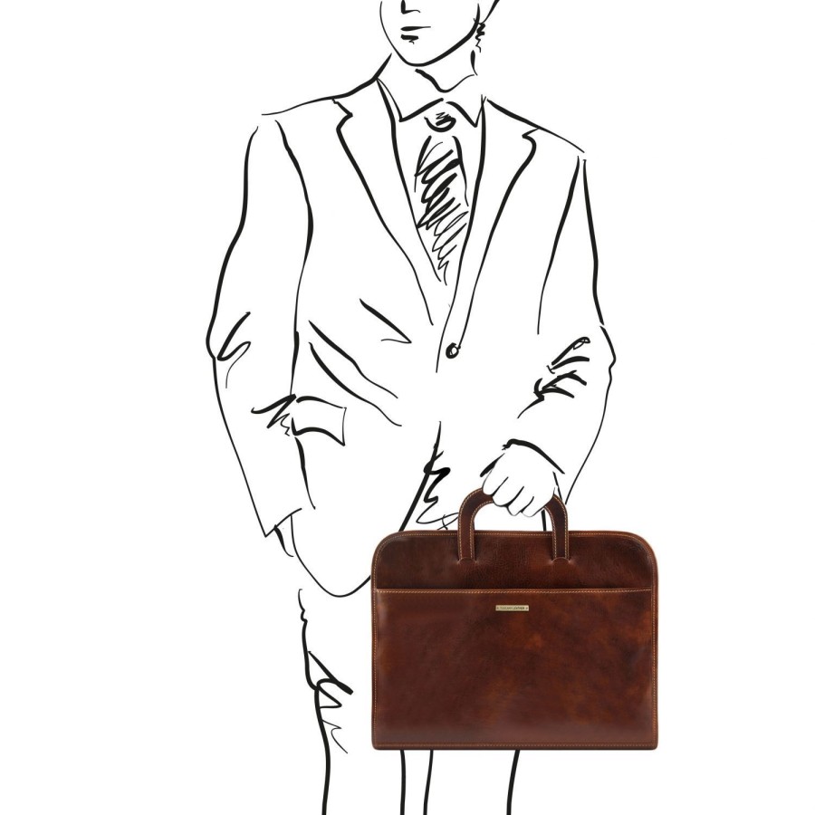 Business Tuscany Leather | Sorrento Document Leather Briefcase Tl141022 Brown