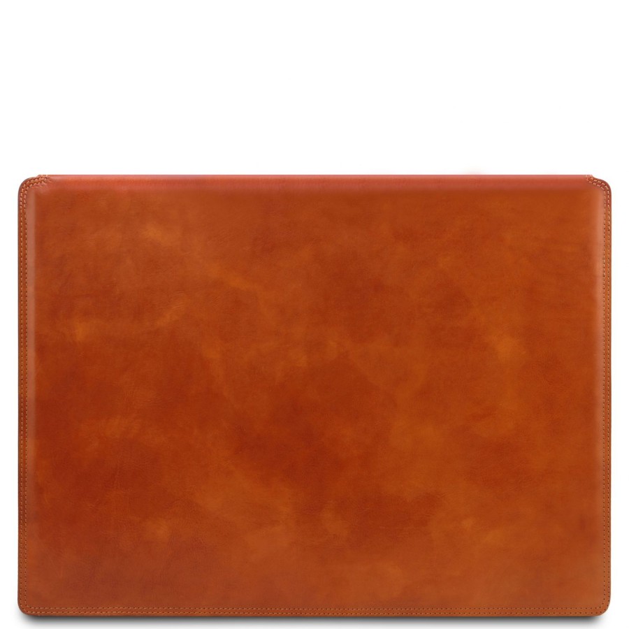 Business Tuscany Leather | Office Set Desk Pad, Mouse Pad And Valet Tray Tl142162 Honey