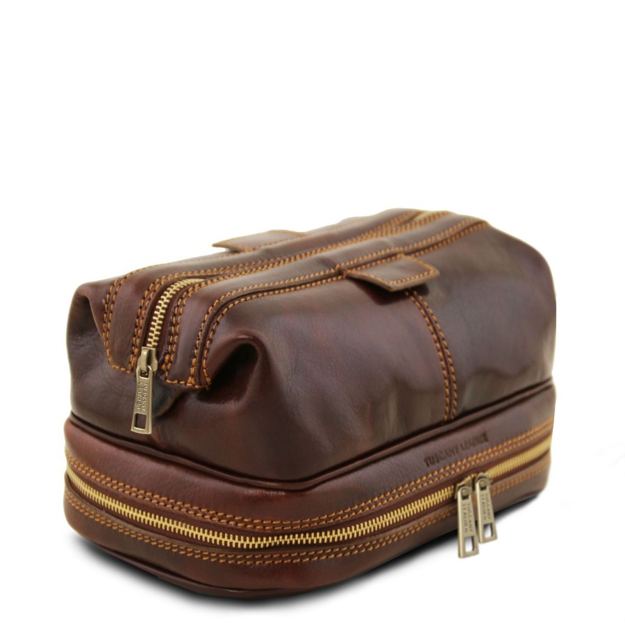 Men Tuscany Leather | Patrick Leather Toiletry Bag Tl141717 Brown