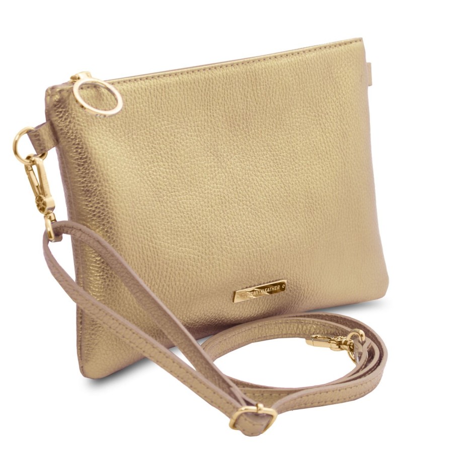 Women Tuscany Leather | Tl Bag Metallic Soft Leather Clutch Tl141988 Gold