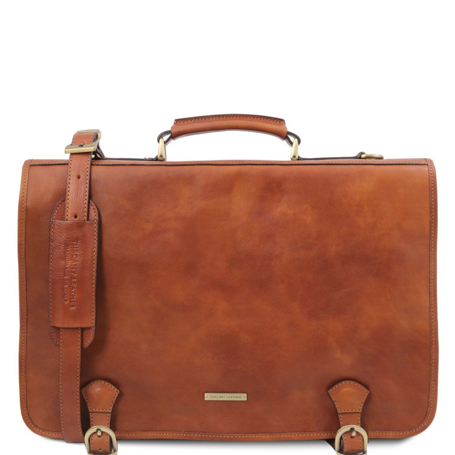 Men Tuscany Leather | Ancona Leather Messenger Bag Tl142073 Natural