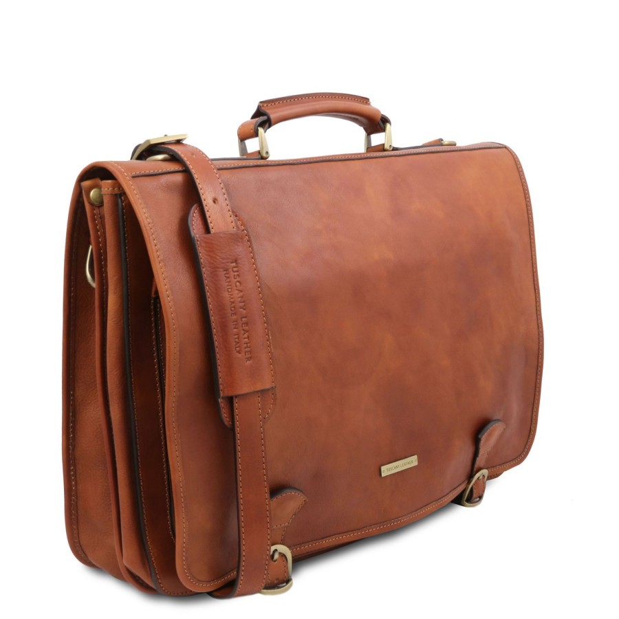 Men Tuscany Leather | Ancona Leather Messenger Bag Tl142073 Natural