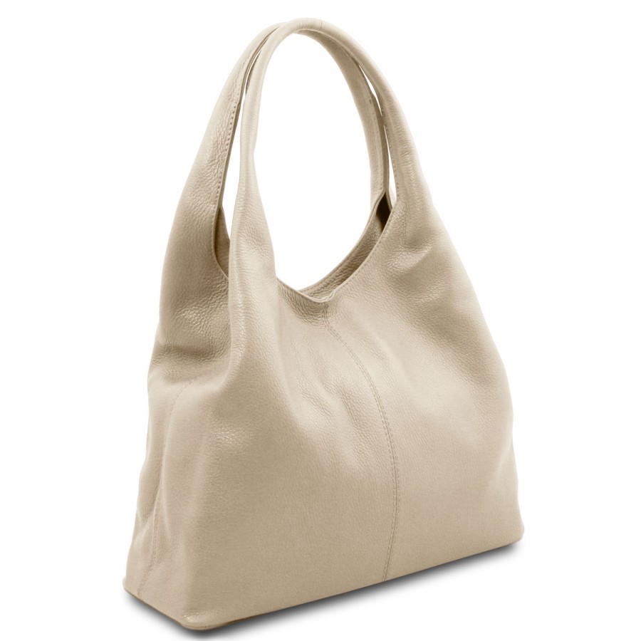 Women Tuscany Leather | Tl Keyluck Soft Leather Shoulder Bag Tl142264 Beige