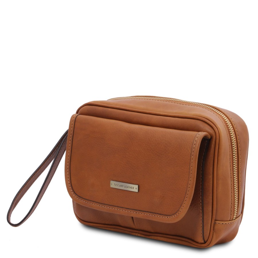 Men Tuscany Leather | Ivan Leather Handy Wrist Bag For Men Tl140849 Natural