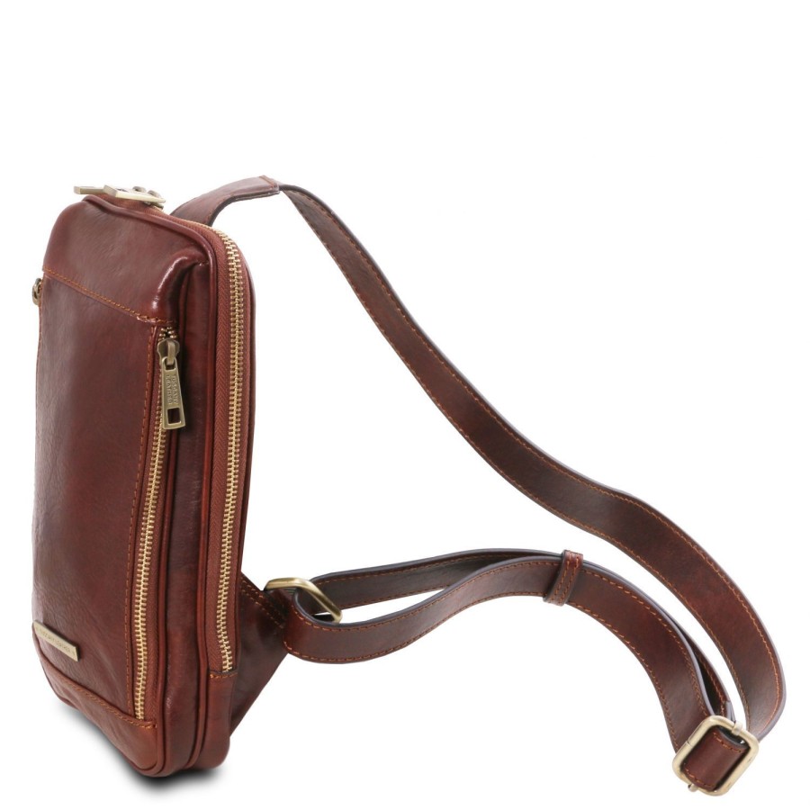 Men Tuscany Leather | Martin - Leather Crossover Bag Tl141536 Brown