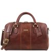 Luggage Tuscany Leather | Lisbona Travel Leather Duffle Bag - Small Size Tl141658 Brown