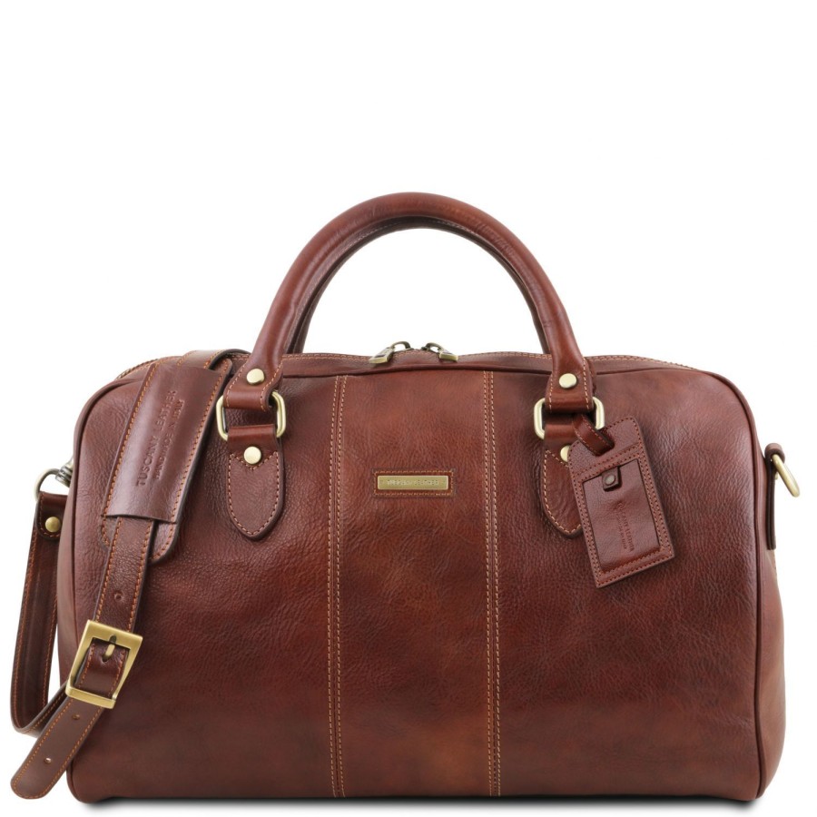 Luggage Tuscany Leather | Lisbona Travel Leather Duffle Bag - Small Size Tl141658 Brown