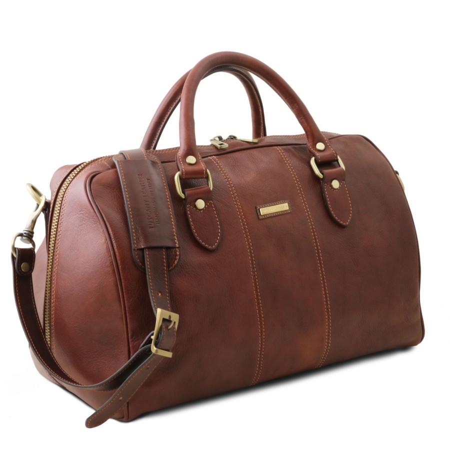 Luggage Tuscany Leather | Lisbona Travel Leather Duffle Bag - Small Size Tl141658 Brown