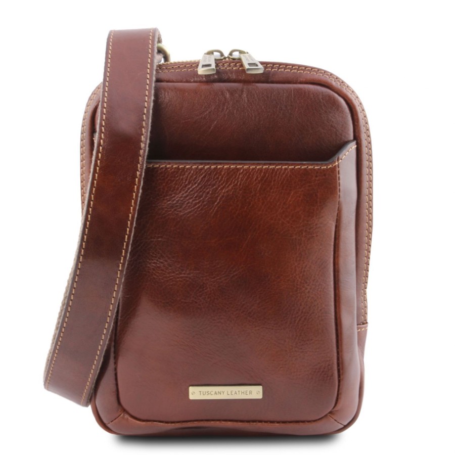 Men Tuscany Leather | Mark Leather Crossbody Bag Tl141914 Brown