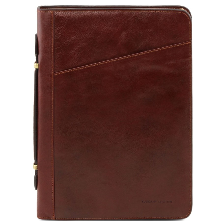 Business Tuscany Leather | Claudio - Exclusive Leather Document Case With Handle Tl141404 Brown