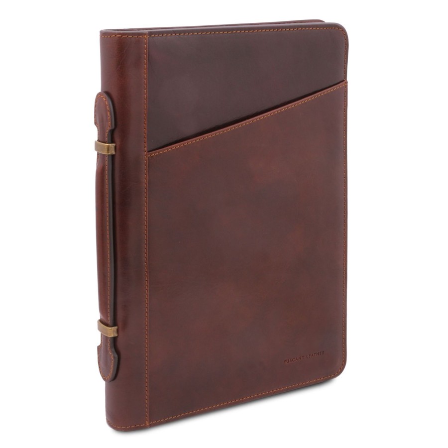 Business Tuscany Leather | Claudio - Exclusive Leather Document Case With Handle Tl141404 Brown