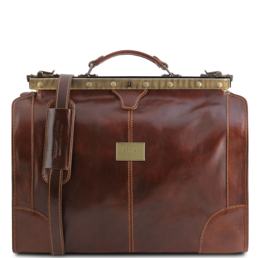 Luggage Tuscany Leather | Madrid - Gladstone Leather Bag - Small Size Tl1023 Brown