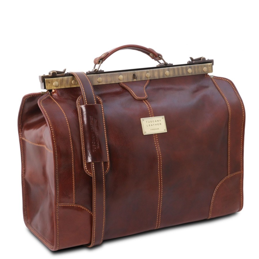 Luggage Tuscany Leather | Madrid - Gladstone Leather Bag - Small Size Tl1023 Brown