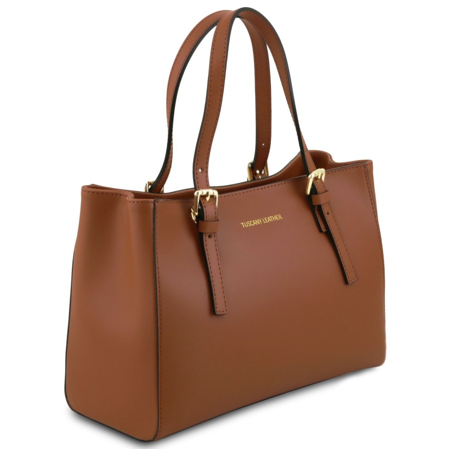 Women Tuscany Leather | Aura Leather Handbag Tl141434 Cognac