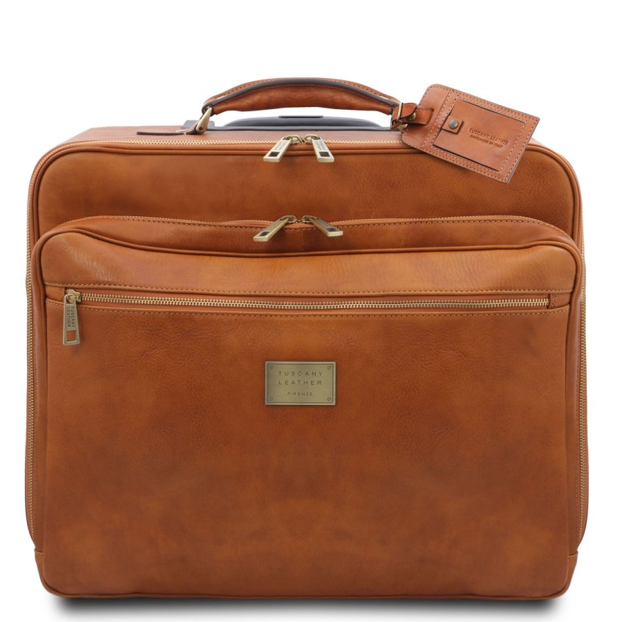 Luggage Tuscany Leather | Varsavia Leather Pilot Case With Two Wheels Tl141888 Natural