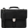 Business Tuscany Leather | Assisi Leather Briefcase 3 Compartments Tl141825 Black