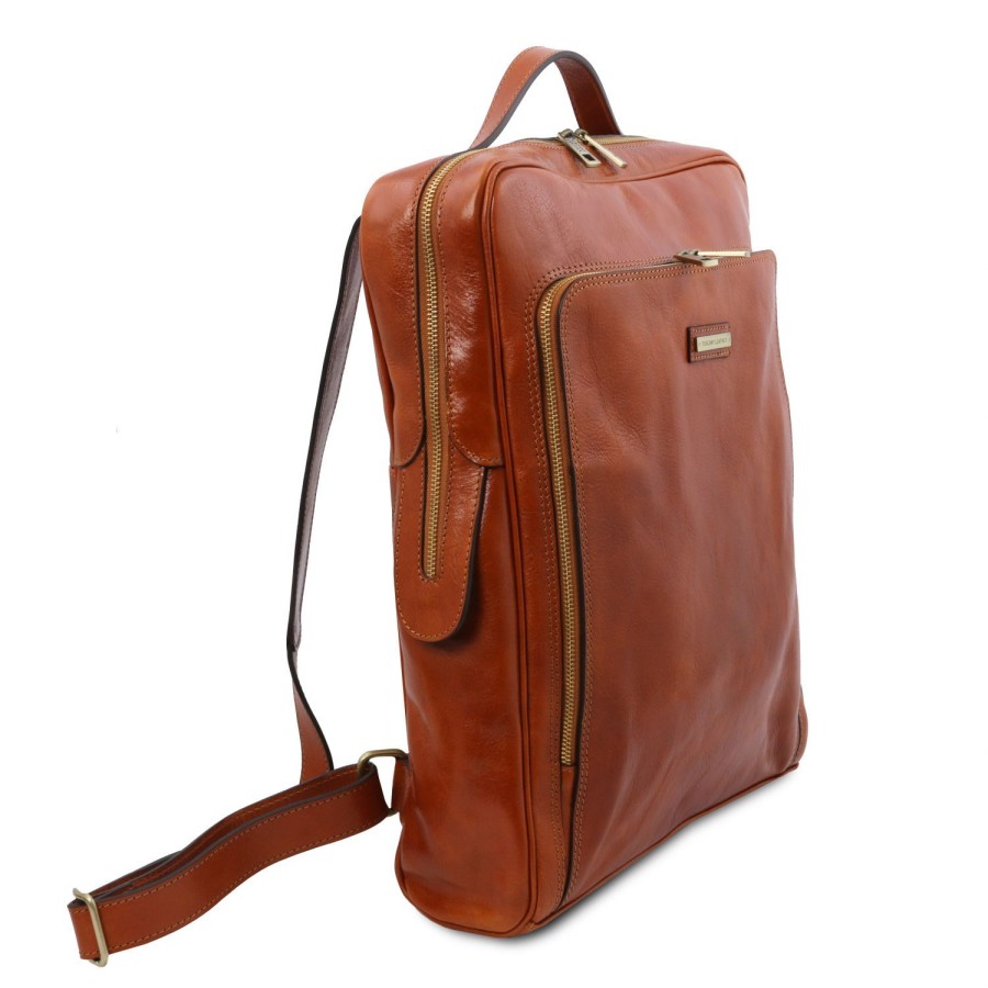 Business Tuscany Leather | Bangkok Leather Laptop Backpack - Large Size Tl141987 Honey