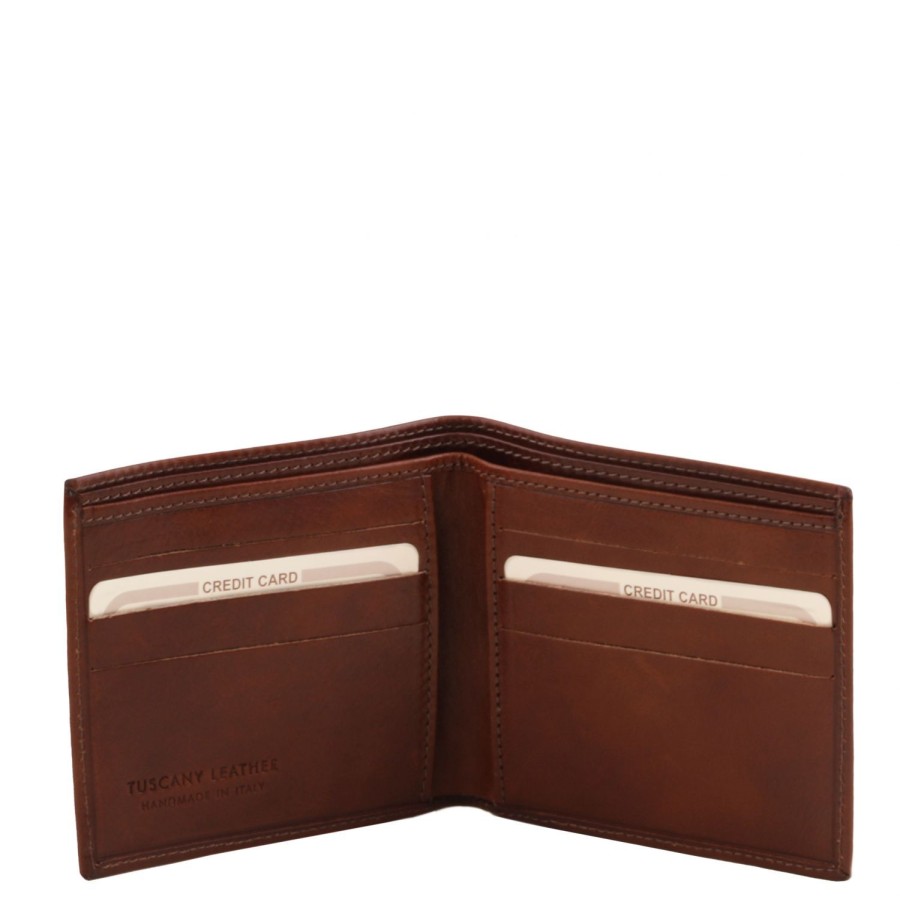 Men Tuscany Leather | Exclusive 2 Fold Leather Wallet For Men Tl140797 Brown