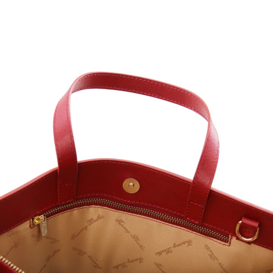 Women Tuscany Leather | Palermo Saffiano Leather Briefcase For Women Tl141369 Red