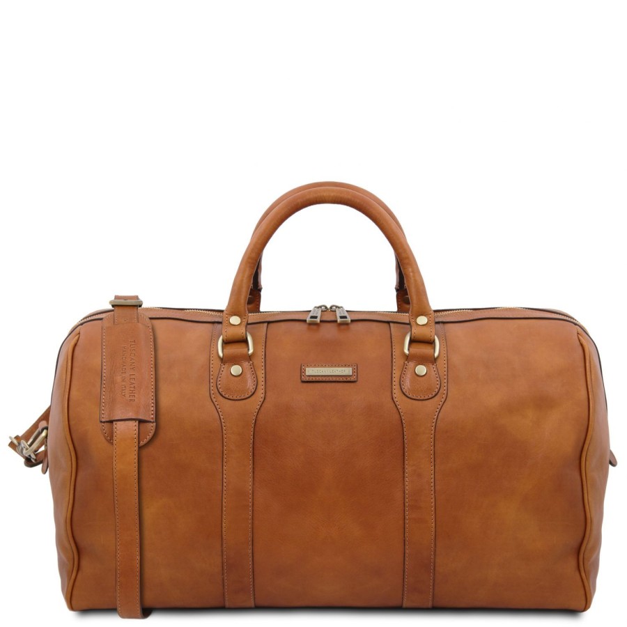 Luggage Tuscany Leather | Colombo Leather Travel Duffle Bag And Toilet Bag Natural