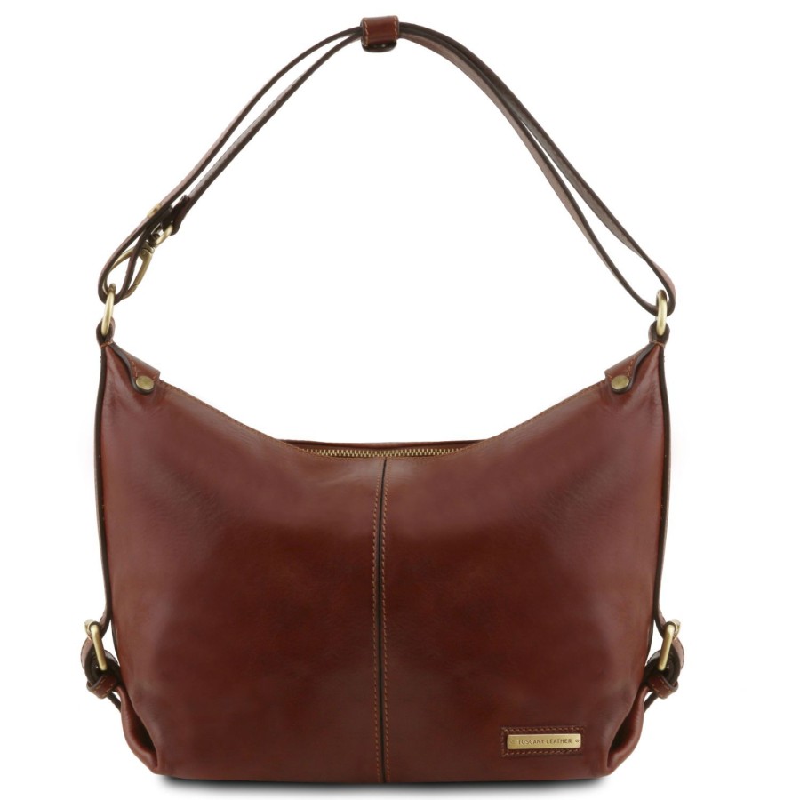 Women Tuscany Leather | Sabrina - Leather Hobo Bag Tl141479 Brown