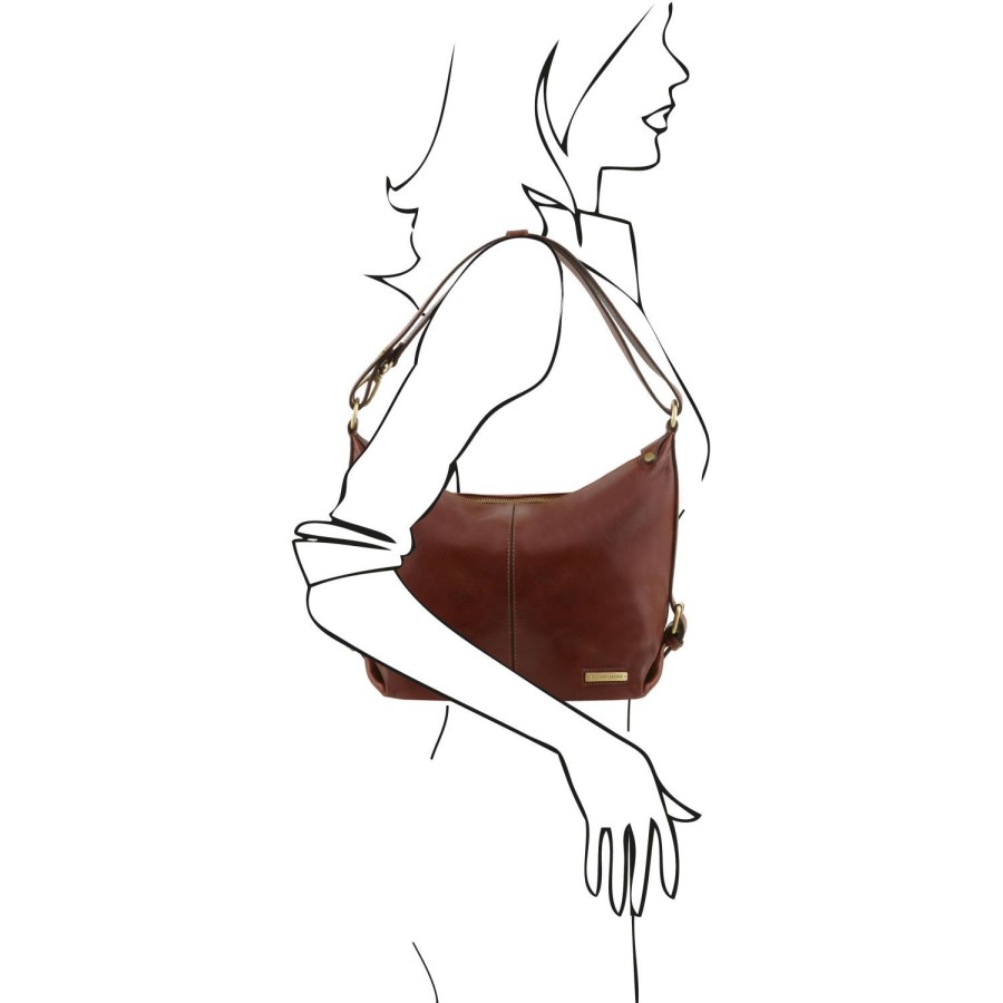 Women Tuscany Leather | Sabrina - Leather Hobo Bag Tl141479 Brown