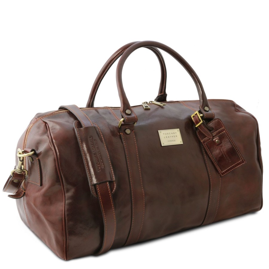 Luggage Tuscany Leather | Tl Voyager Travel Leather Duffle Bag - Large Size Tl141247 Brown