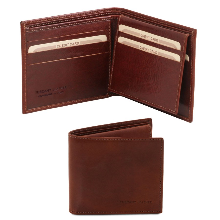 Men Tuscany Leather | Exclusive 3 Fold Leather Wallet For Men Tl141353 Brown