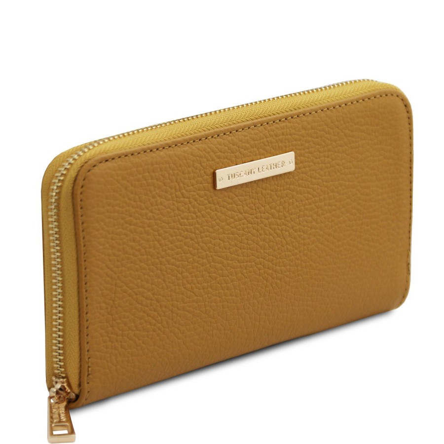 Women Tuscany Leather | Eris Exclusive Zip Around Leather Wallet Tl142318 Mustard