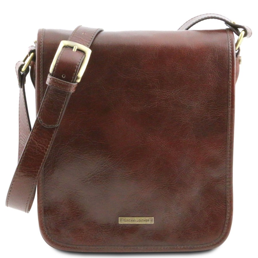 Men Tuscany Leather | Tl Messenger - Two Compartment Leather Shoulder Bag Tl141255 Brown