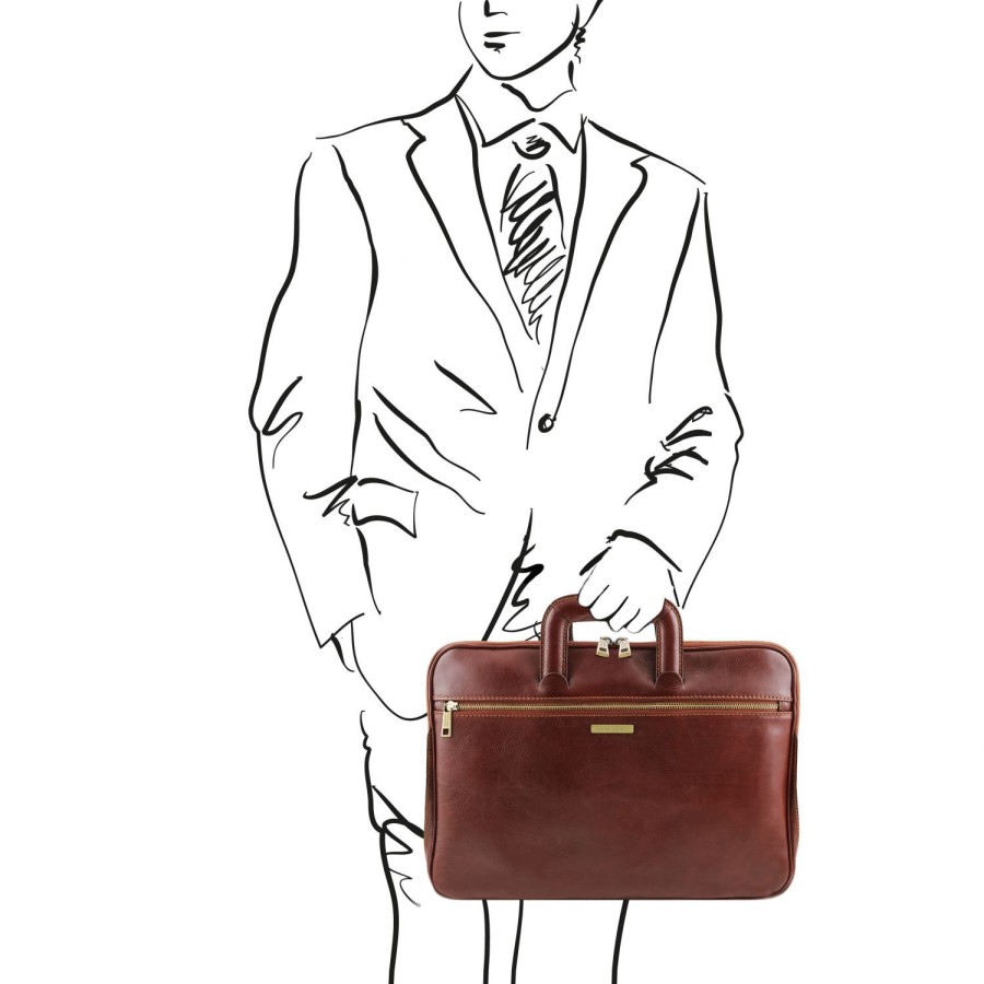 Business Tuscany Leather | Caserta Document Leather Briefcase Tl142070 Brown