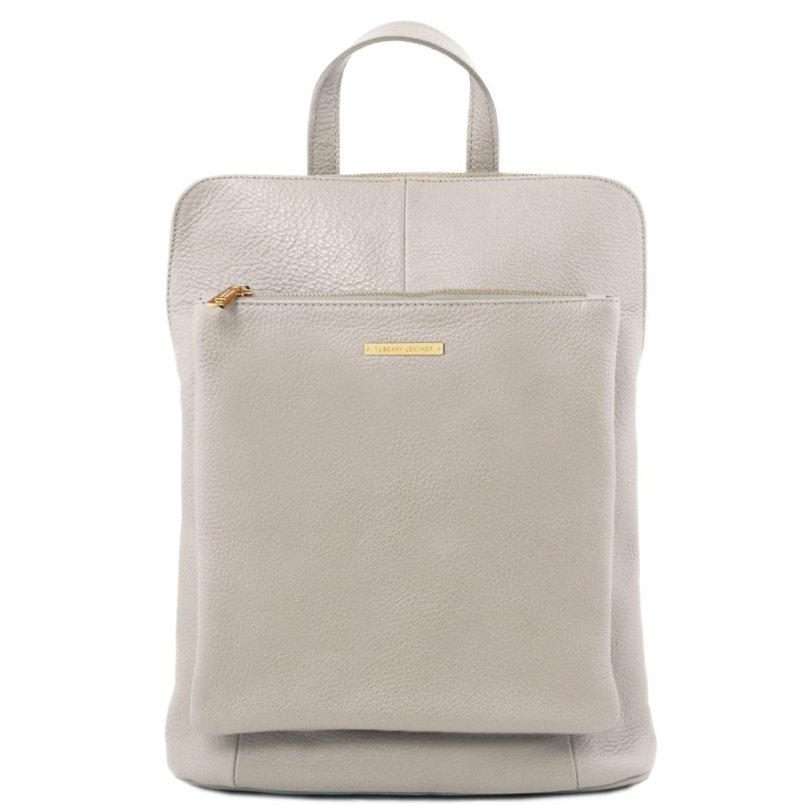 Women Tuscany Leather | Tl Bag Soft Leather Backpack For Women Tl141682 Light Grey