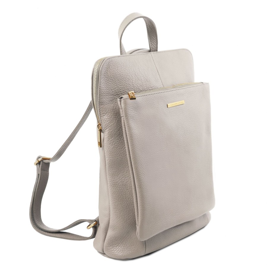 Women Tuscany Leather | Tl Bag Soft Leather Backpack For Women Tl141682 Light Grey