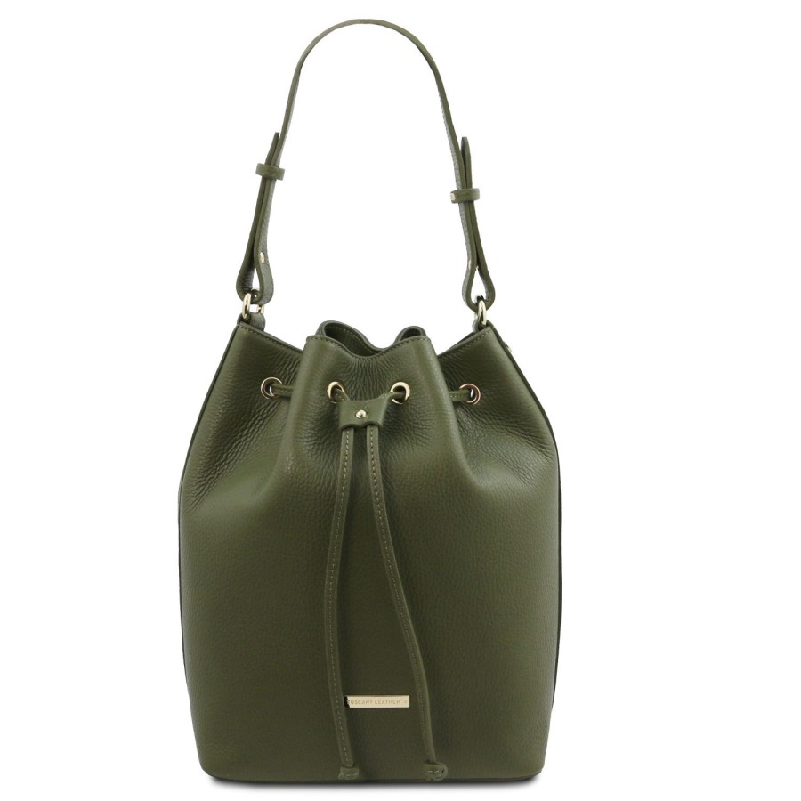 Women Tuscany Leather | Tl Bag Leather Bucket Bag Tl142311 Forest Green