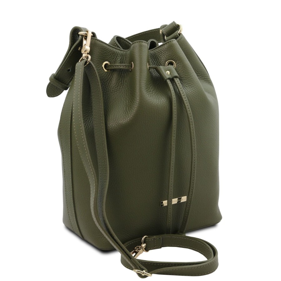 Women Tuscany Leather | Tl Bag Leather Bucket Bag Tl142311 Forest Green