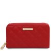 Women Tuscany Leather | Ada Double Zip Around Soft Leather Wallet Tl142349 Lipstick Red