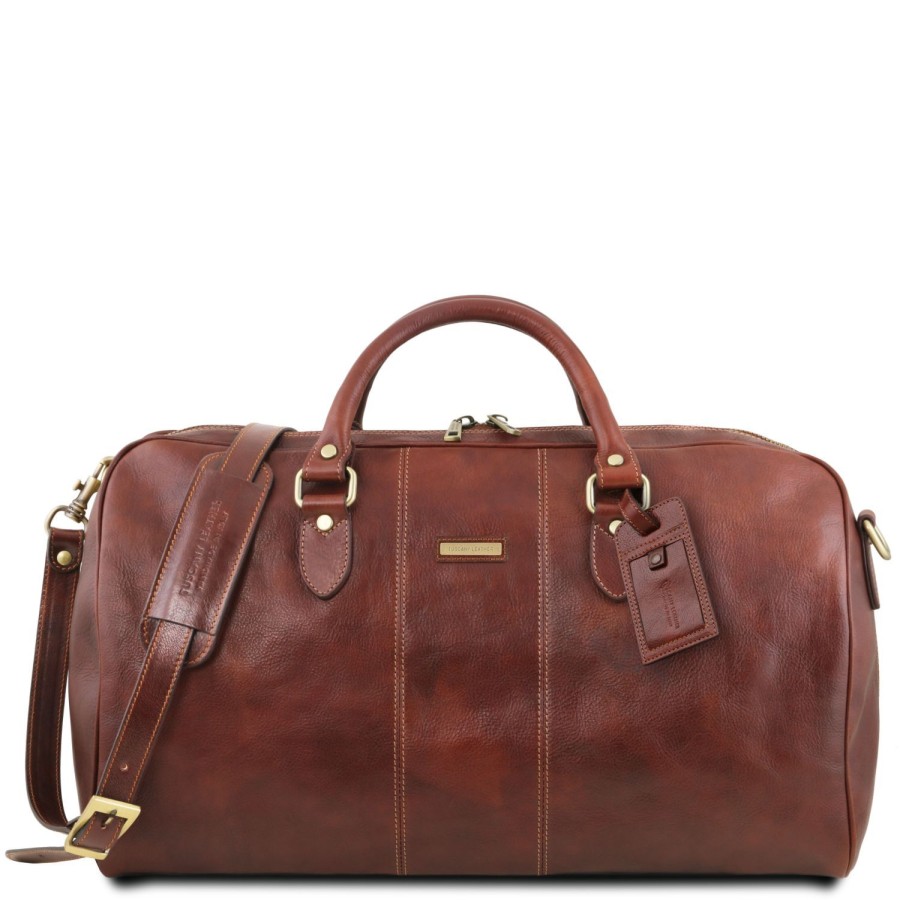 Luggage Tuscany Leather | Marco Polo Leather Duffle Bag And Toiletry Bag Tl142248 Brown