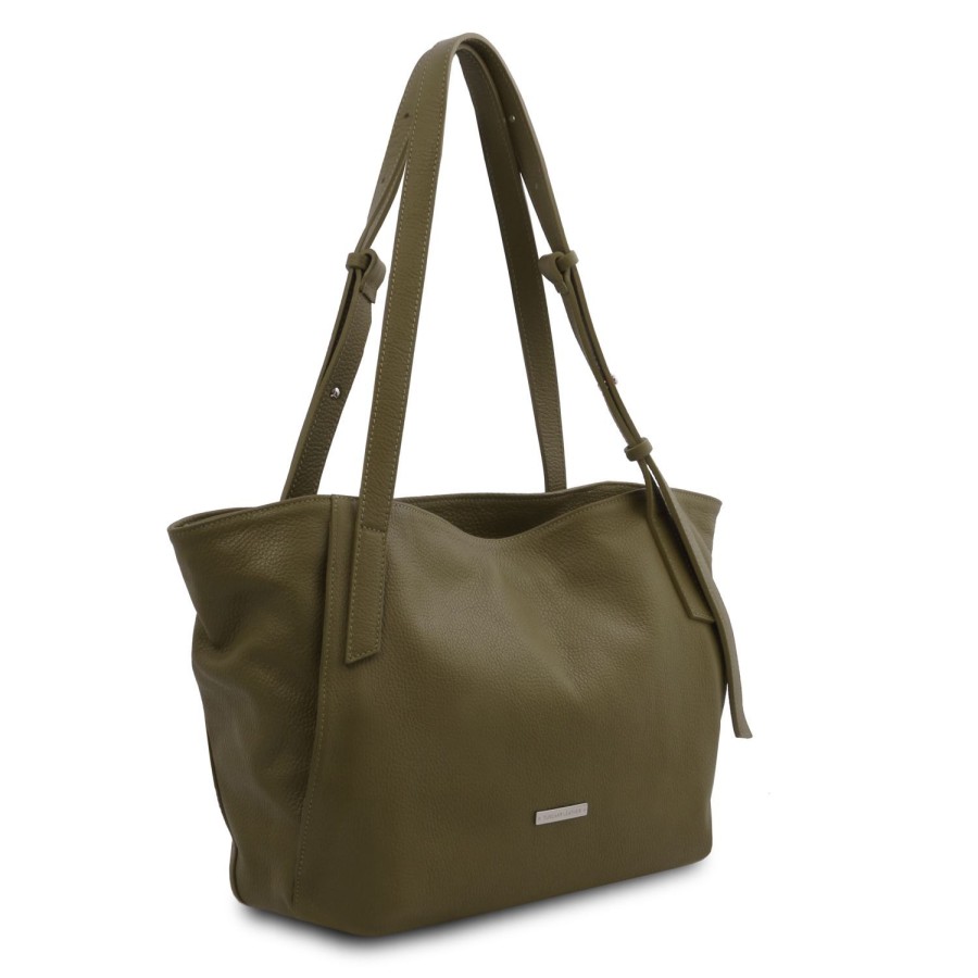 Women Tuscany Leather | Tl Bag Soft Leather Shopping Bag Tl142230 Forest Green