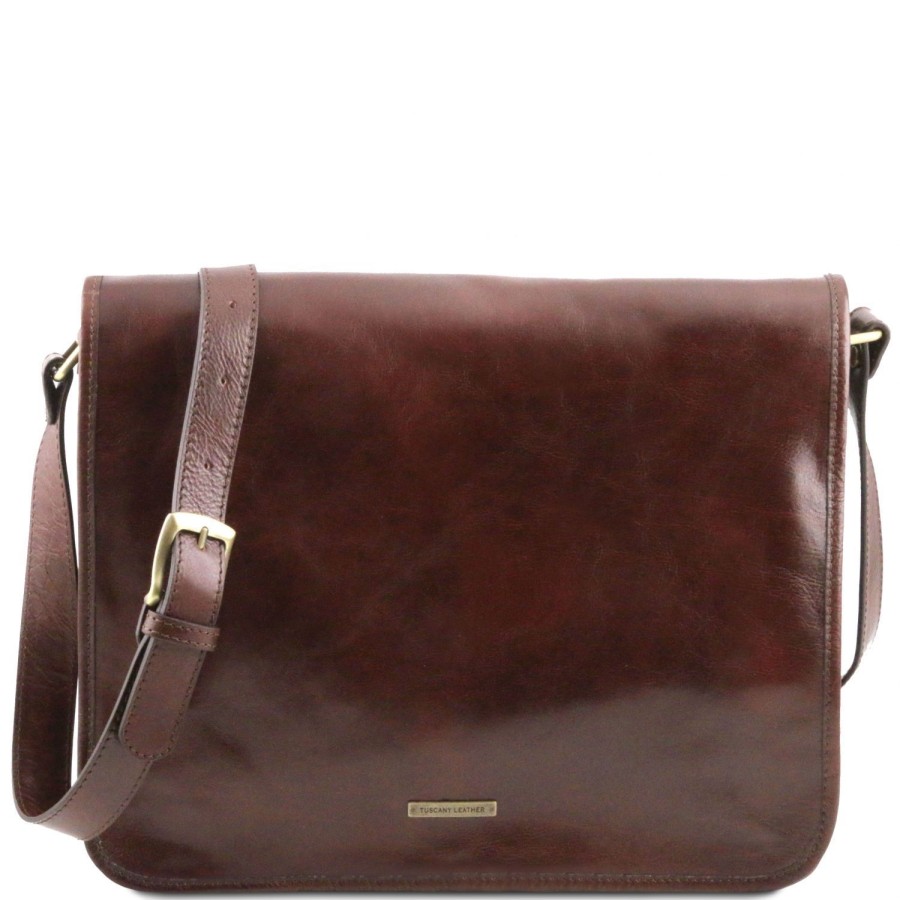 Men Tuscany Leather | Tl Messenger - 2 Compartments Large Size Tl141254 Brown