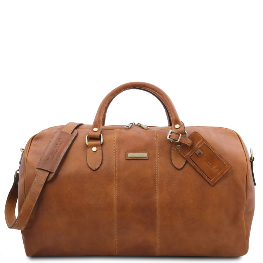 Luggage Tuscany Leather | Lisbona Travel Leather Duffle Bag - Large Size Tl141657 Natural