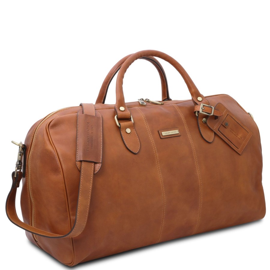 Luggage Tuscany Leather | Lisbona Travel Leather Duffle Bag - Large Size Tl141657 Natural