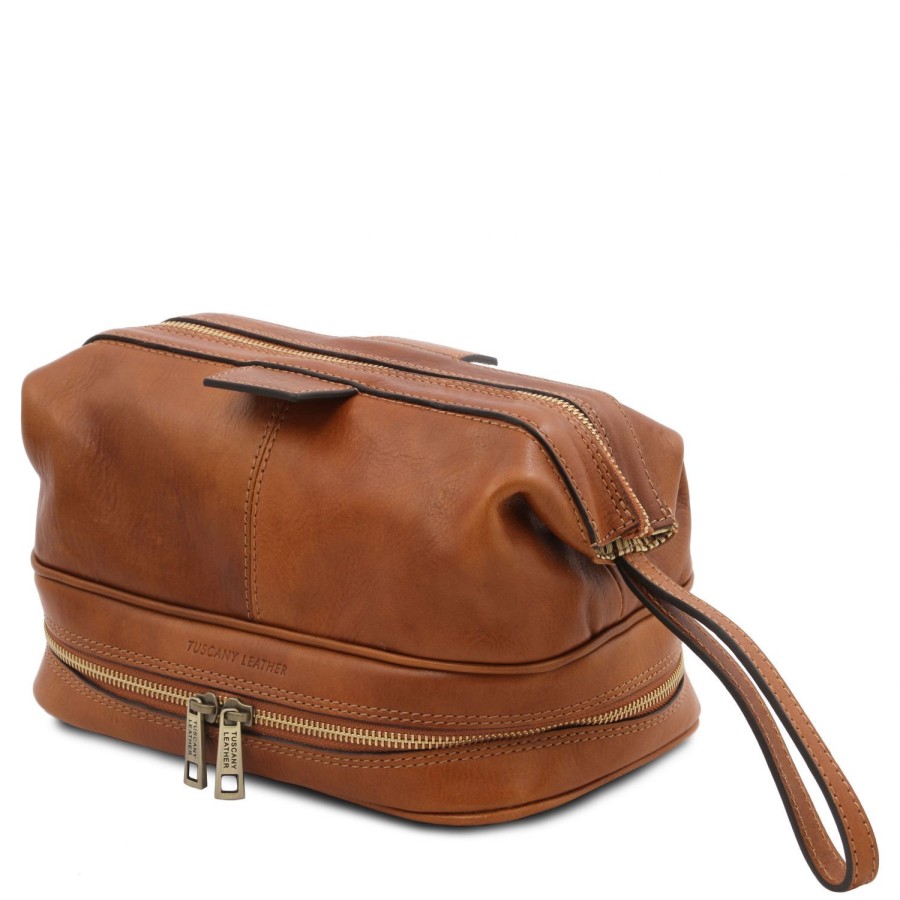 Men Tuscany Leather | Jacob Leather Toilet Bag Natural