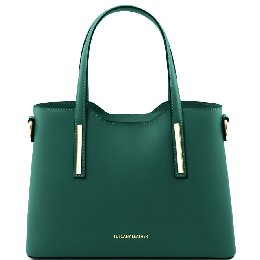 Women Tuscany Leather | Olimpia Leather Tote - Small Size Tl141521 Forest Green