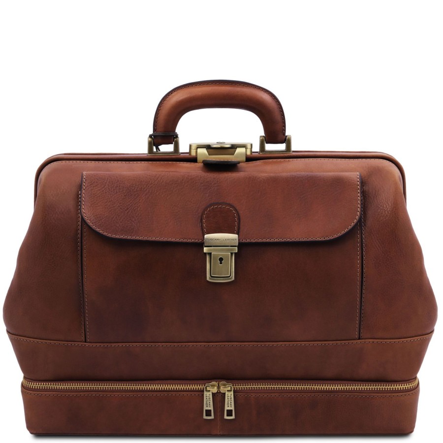 Business Tuscany Leather | Giotto Exclusive Double-Bottom Leather Doctor Bag Tl142344 Brown