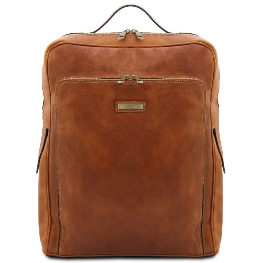 Business Tuscany Leather | Bangkok Leather Laptop Backpack - Large Size Tl142336 Natural