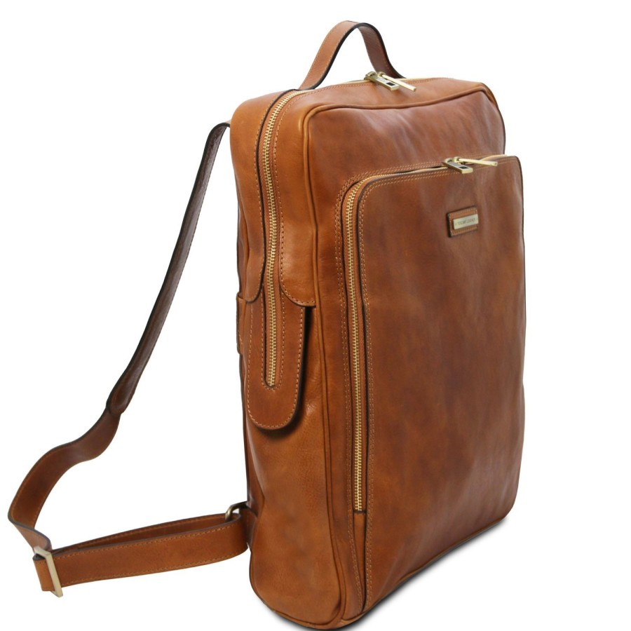 Business Tuscany Leather | Bangkok Leather Laptop Backpack - Large Size Tl142336 Natural