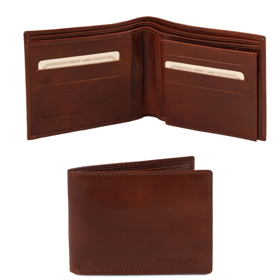 Men Tuscany Leather | Exclusive 3 Fold Leather Wallet For Men Tl140817 Brown