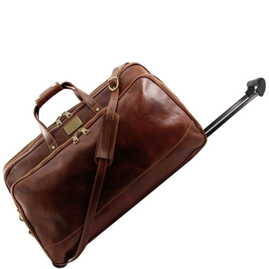 Luggage Tuscany Leather | Bora Bora - Trolley Leather Bag - Large Size Tl3067 Brown