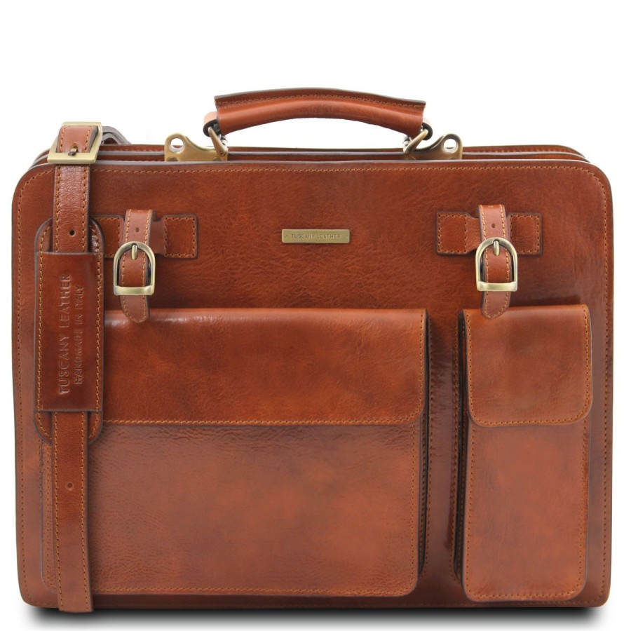 Business Tuscany Leather | Venezia - Leather Briefcase 2 Compartments Tl141268 Honey