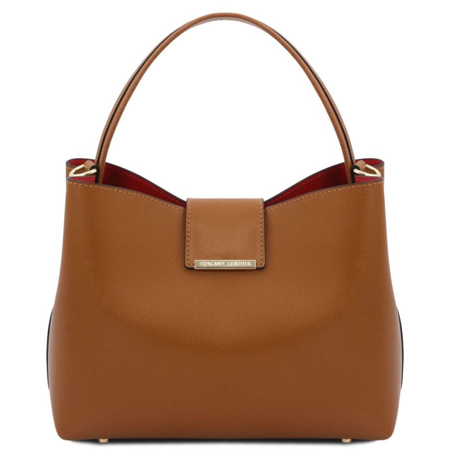 Women Tuscany Leather | Clio Leather Secchiello Bag Tl141690 Cognac